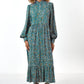 Bricia Naïve Posy Print Tiered Midi Dress - Teal