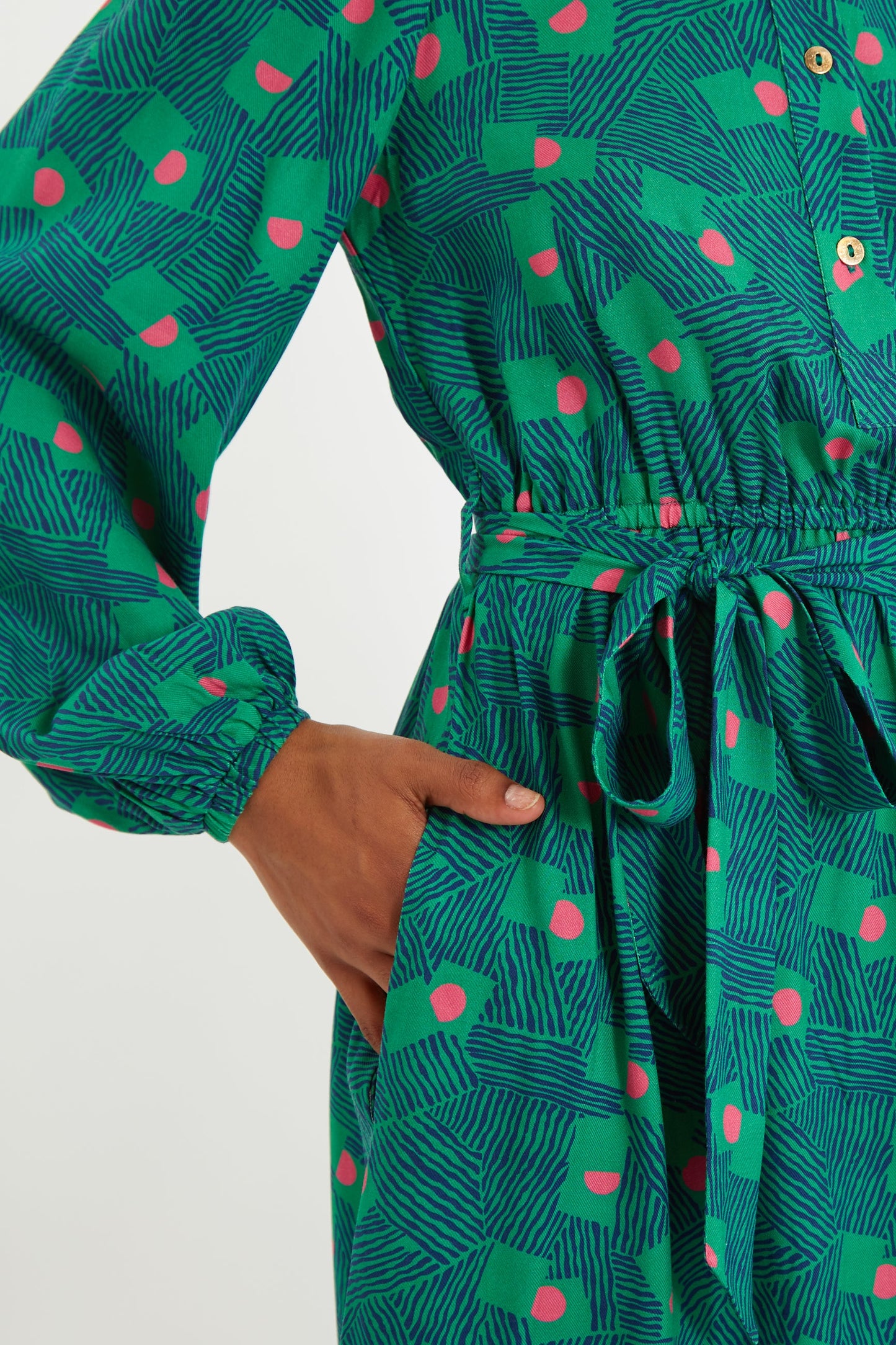 Bron Bauhaus Abstract Print Midi Shirt Dress
