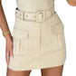 Anna Women's High Waisted Cargo Skort with Belt and Utility Pockets