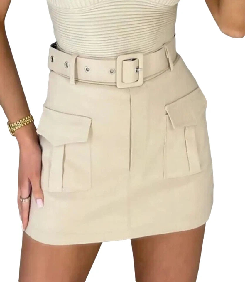 Anna Women's High Waisted Cargo Skort with Belt and Utility Pockets