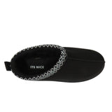 Ladies Platform Aztec Embroidery Faux Fur Slippers