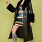 Black Faux Leather Jacket with Detachable Faux Fur Cuffs and Collar
