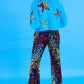 Blue Bamboo Faux Fur Sequins Star Jacket