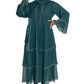 Chiffon Triple Layered Abaya in Vibrant Teal for Elegance and Comfort