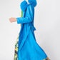 Blue Tencel Blend Eco Leather Trench Coat