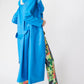 Blue Tencel Blend Eco Leather Trench Coat