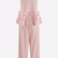 High Neck Frill Blouse & Flared Pants Co-ord Set