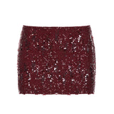 Women’s Red Sequin Bodycon Short Skirt