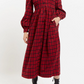 Louche Cailin Winter Gingham Midi Shirt Dress in Red and Black
