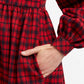 Louche Cailin Winter Gingham Midi Shirt Dress in Red and Black