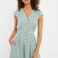 Louche Cathleen Micro Blossom Print Mini Tea Dress In Green