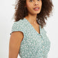 Louche Cathleen Micro Blossom Print Mini Tea Dress In Green