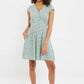Louche Cathleen Micro Blossom Print Mini Tea Dress In Green