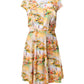 Cathleen Mini Oriental Landscape Print Tea Dress - Yellow