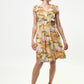 Cathleen Mini Oriental Landscape Print Tea Dress - Yellow