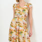 Cathleen Mini Oriental Landscape Print Tea Dress - Yellow