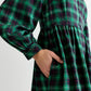 Catlin Winter Check Button Through Midi Dress – Green