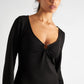 Charley Black Fine Rib Bodycon Midi Dress