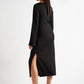 Charley Black Fine Rib Bodycon Midi Dress
