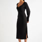 Charley Black Fine Rib Bodycon Midi Dress