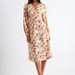 Cinnamon Flower Print Midi Wrap Dress