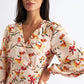 Cinnamon Flower Print Midi Wrap Dress