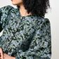 Clementine Blossom Jacquard Peplum Blouse - Black