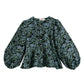 Clementine Blossom Jacquard Peplum Blouse - Black