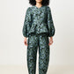 Sutton Blossom Jacquard Barrel Trouser - Black