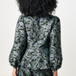 Clementine Blossom Jacquard Peplum Blouse - Black