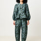 Clementine Blossom Jacquard Peplum Blouse - Black