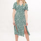 Corina Flower Dot Print Midi Tea Dress - Green