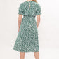 Corina Flower Dot Print Midi Tea Dress - Green