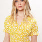 Corina Flower Dot Print Midi Tea Dress - Mustard