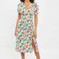 Louche Corina Monet Flower Print Short Sleeve Midi Dress