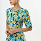 Corrine Brushstroke Print Short Sleeve Midi Dress - Green
