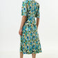 Corrine Brushstroke Print Short Sleeve Midi Dress - Green