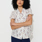 Cressida Regency Print Frill Trim V-Neck Blouse