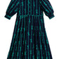 Caris Tie Up Statement Collar 3/4 Sleeve Midi Dress – Navy