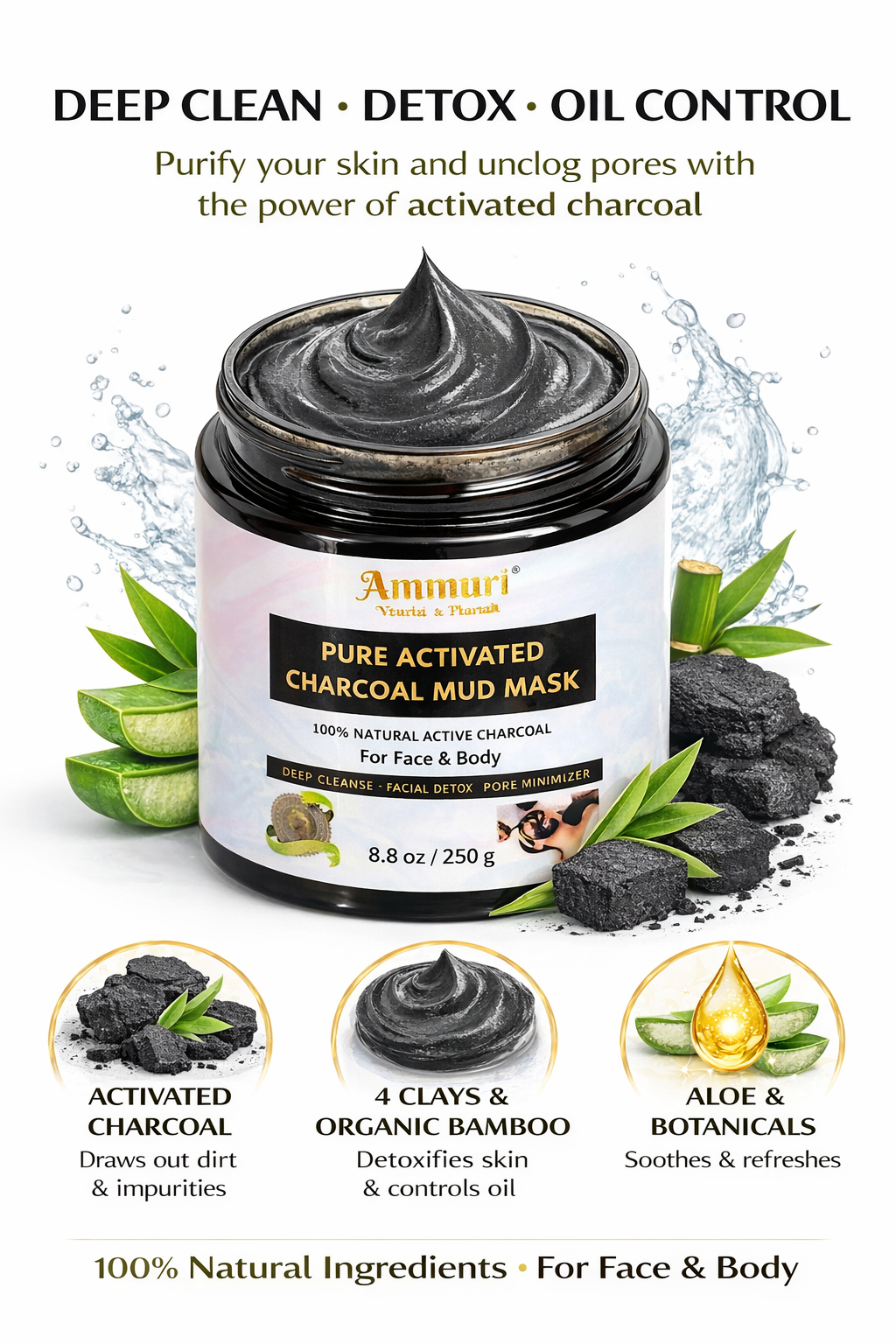 Ammuri Pure Activated Charcoal Mud Mask for Pigmentation