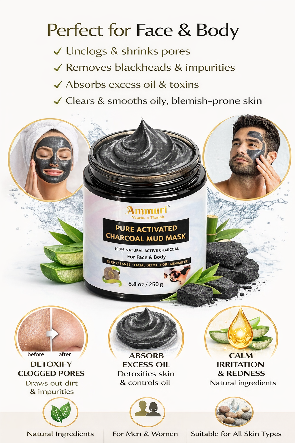 Ammuri Pure Activated Charcoal Mud Mask for Pigmentation