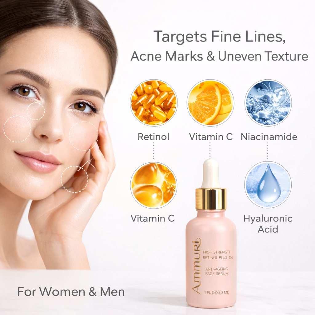 Ammuri 4% Retinol Serum - High Strength Anti-Aging Face Treatment 30ml