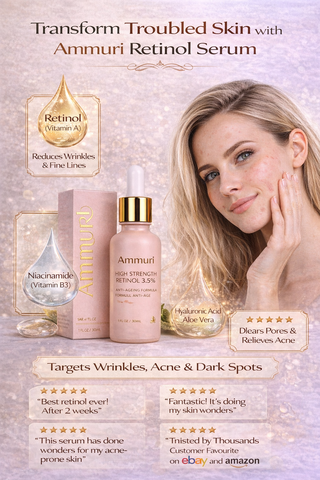 Ammuri 3.5% Retinol High Strength Face Serum – Anti-Ageing Formula