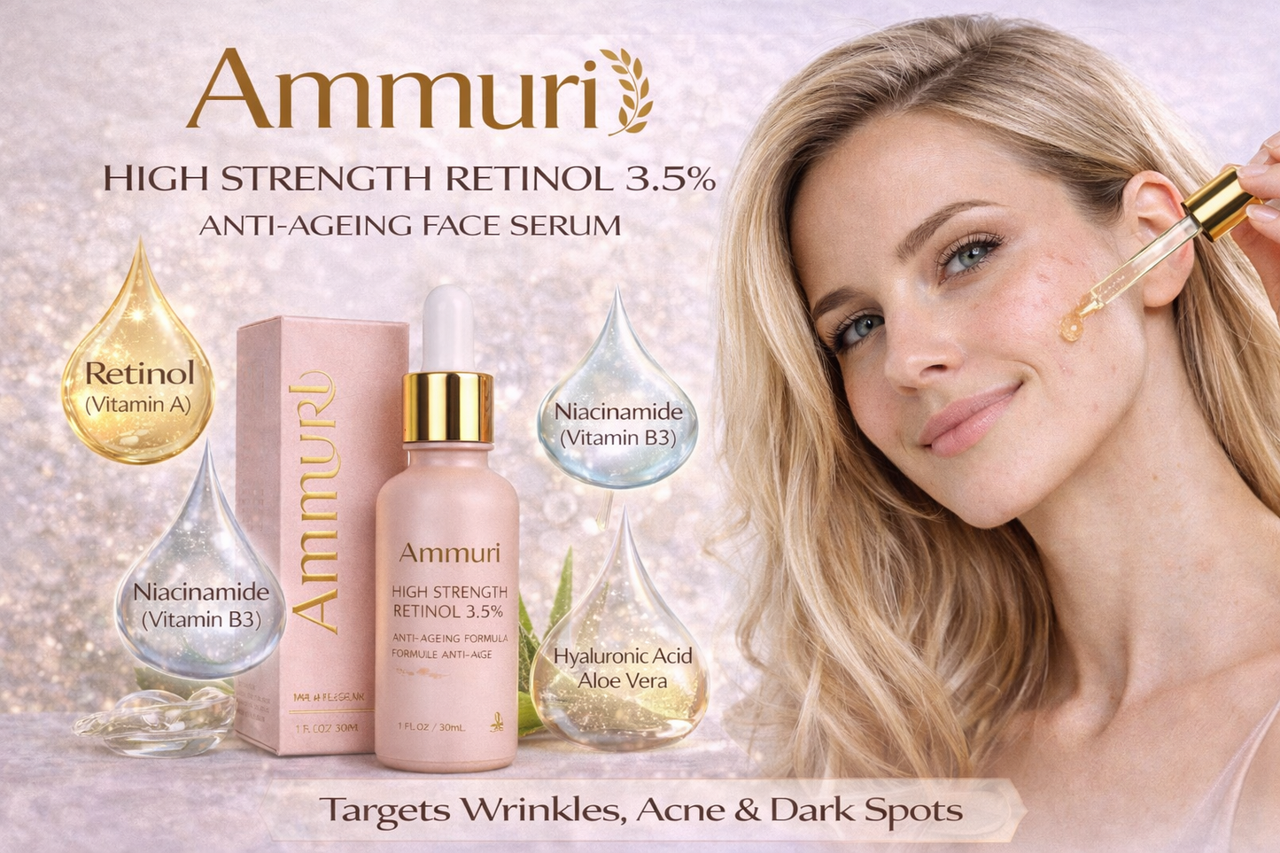 Ammuri 3.5% Retinol High Strength Face Serum – Anti-Ageing Formula