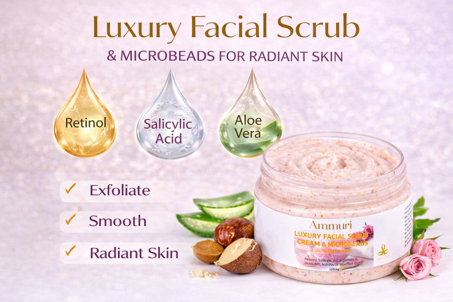 Ammuri Luxury Retinal Facial Scrub Cream for Radiant Skin