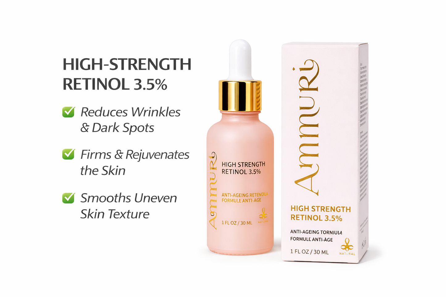 Ammuri 3.5% Retinol High Strength Face Serum – Anti-Ageing Formula