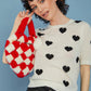 Red White Checkered Love Heart Bag