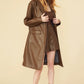 Chocolate Eco Leather Trench Coat