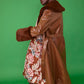 Chocolate Faux Leather Jacket with Detachable Faux Fur Cuffs and Collar