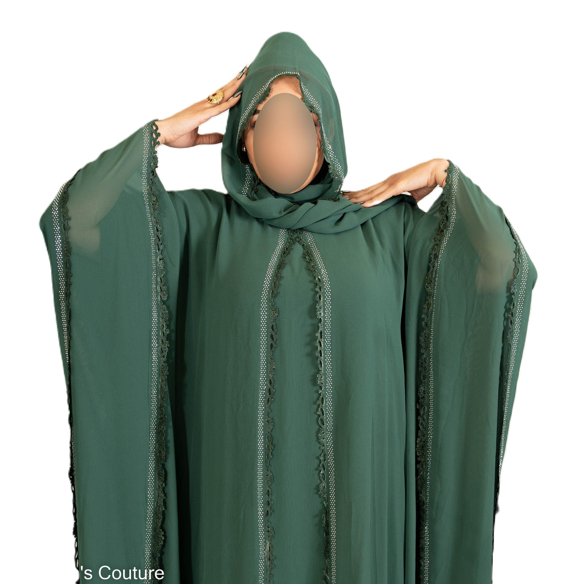 Chiffon Triple Layered Abaya with Lace - Elegant and Stylish Islamic Clothing for Women